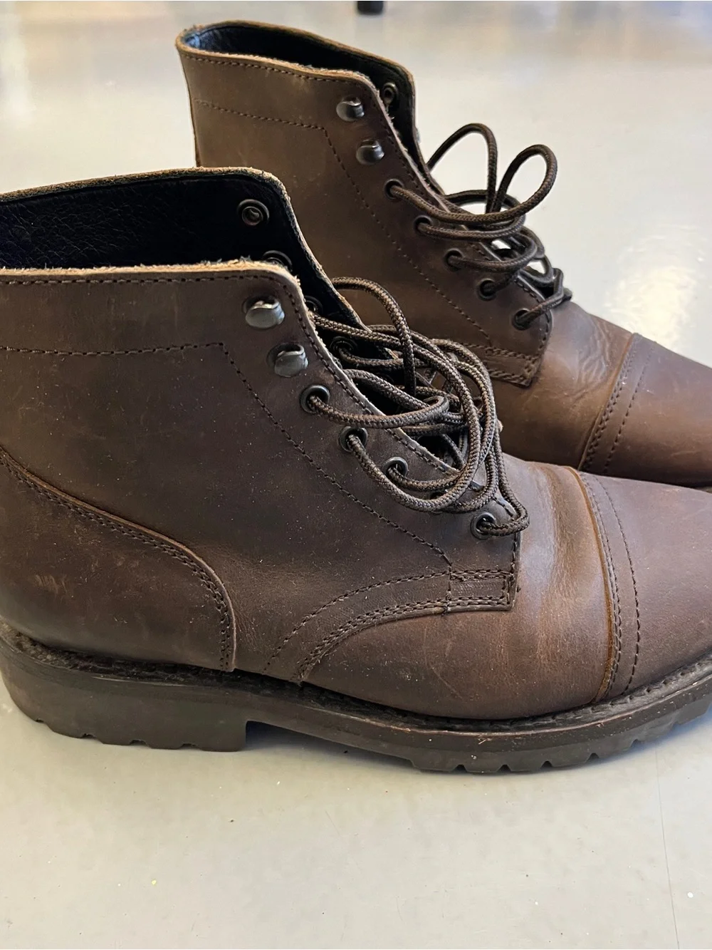 Thursday Boot Company Men's Brown Leather Cap Toe Lace-Up Boots size 7.5